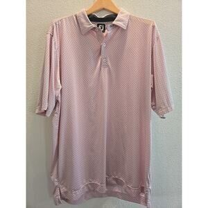 Footjoy‎ FJ Light Pink Black Poka Dot Golf Polo Short Sleeve Mens XL